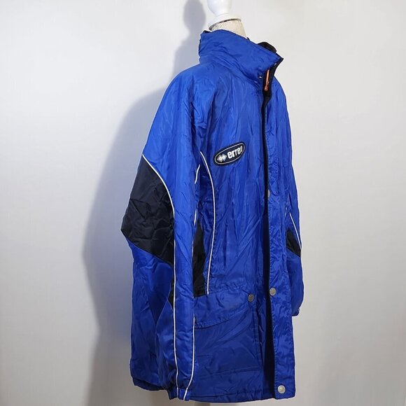 Errea Italia Men's SZ XL Blue Full Zip Pockets Quilted Lined Hood Winter Jacket - Picture 10 of 16